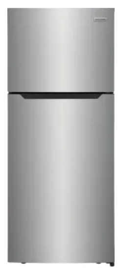 Frigidaire FFHT1822UV 28 Inch Top Freezer Refrigerator with 17.6 Cu. Ft. Total Capacity, Adjustable Glass Shelves, Humidity-Controlled Crispers, Gallon Bins, LED Lighting, Ice Maker Ready, Door Ajar Alarm, ADA Compliant, Brushed Steel