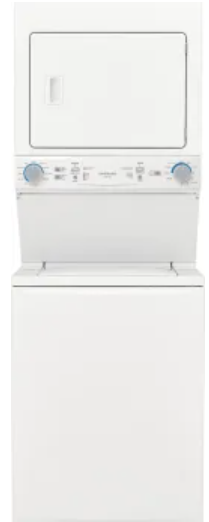Frigidaire FLCE7522AW 27 Inch Electric Laundry Center with 3.9 Cu. Ft. Washer Capacity, 10 Wash Cycles, 5.6 cu. ft. Dryer Capacity, 6 Dry Cycles, MaxFill™ Option, 4 Timed Dryer Cycles, and End-of-Cycle Signal
