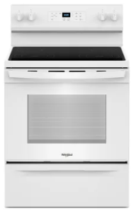 Whirlpool WFES3530RW 30 Inch Freestanding Electric Range with 4 Elements, 5.3 cu. ft. Oven Capacity, FlexHeat™ Dual Elements, Storage Drawer, No Preheat Mode, Sabbath Mode, Self Clean, Energy Star, and Star K: White