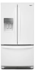 Whirlpool WRFF3436RW 36 Inch Freestanding French Door Refrigerator with 24.7 Cu. Ft. Capacity, 5 Glass Shelves, Gallon Door Bins, Deli Drawer, External Ice/Water Dispenser, Auto Icemaker, and ENERGY STAR®: White