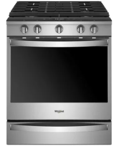 Whirlpool WEG750H0HZ 30 Inch Slide-In Gas Smart Range with 5 Sealed Burners, 5.8 Cu. Ft. Oven Capacity, Storage Drawer, Self-Cleaning, Scan-to-Cook Technology, Frozen Bake™ Technology, ADA Compliant, and UL Listed: Fingerprint Resistant Stainless Steel