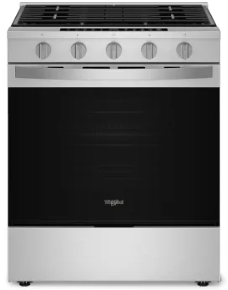Whirlpool WSGS7530RZ 30 Inch Slide-In Gas Smart Range with 5 Sealed Burners, 5.0 cu. ft. Convection Oven, 18K BTU Burner, 12K BTU Oval Burner, Storage Drawer, Air Fry, Rapid Preheat, Self+Steam Clean, and ADA Compliant: Stainless Steel