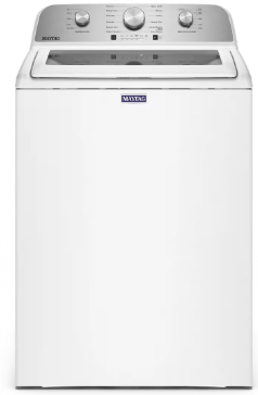 Maytag MTW5205TW 28 Inch Top Load Washer with 4.7 Cu. Ft. Capacity, 11 Wash Cycles, 5 Temperature Settings, Power™ Agitator, Extra Power Cycle, Deep Fill Option, Built-in Water Faucet, Quick Wash Cycle, Slow-Close Glass Lid, and Affresh® Cleaning Cycle