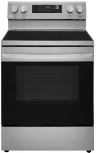 LG LREL6323S 30 Inch Electric Smart Range with 5 Radiant Elements, 6.3 cu. ft. Convection Oven Capacity, Storage Drawer, AirFry with Fan Convection, EasyClean®+Self Clean, Wi-Fi, SmartDiagnosis™, and Dual Element 9"/12": Stainless Steel