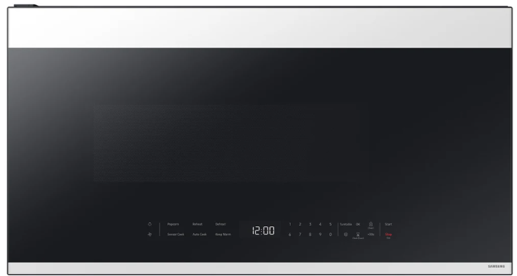 Samsung 30 Inch Smart Over-the-Range Microwave with 2.1 cu. ft. Capacity, 4-Speed Fan, 400 CFM Ventilation, Auto Connectivity, Sensor Cook, Ceramic Enamel Interior, and Glass-Touch Controls ME21D(B/G)6700(12/SR)