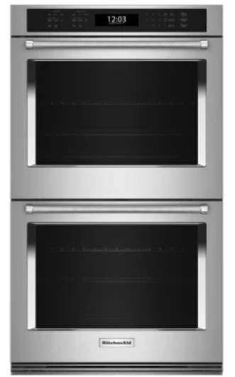 KitchenAid KOED530PSS 30 Inch Double Electric Wall Oven with 10 Cu. Ft. Total Oven Capacity, Air Fry Mode, Even-Heat™ True Convection, EasyConvect™ Conversion System, Even-Heat™ Preheat, Integrated Meat Thermometer, Self-Close Doors, Self-Cleaning Cycle