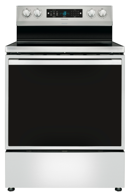Hisense 30-in Glass Top 5 Burners 5.8-cu ft Self & Steam Cleaning Air Fry Convection Oven Freestanding Electric Range (Stainless Steel) HBE3501CPS
