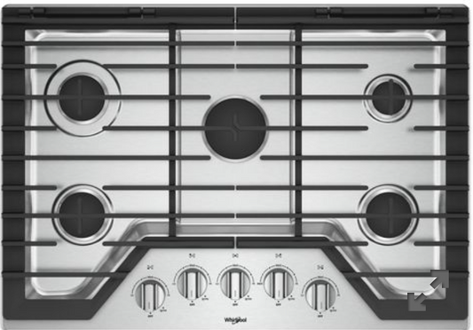 Whirlpool 30-inch Gas Cooktop with EZ-2-Lift™ Hinged Cast-Iron Grates WCG77US0HS