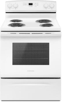 Amana ACR4503SFW 30 Inch Freestanding Electric Range with 4 Coil Elements, 4.8 Cu. Ft. Oven Capacity: White