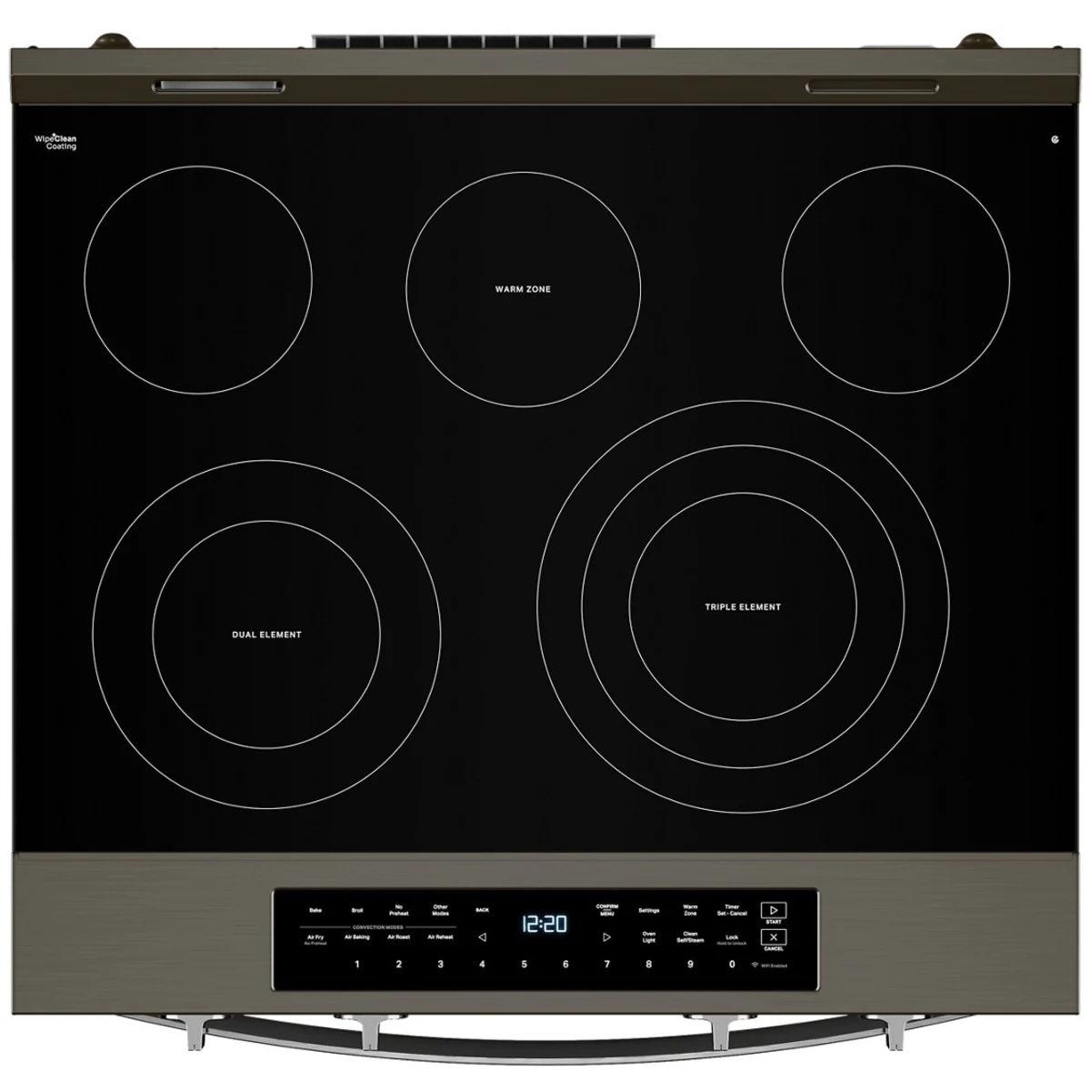 Whirlpool WSES7530RV 30 Inch Slide-In Electric Smart Range, ADA Compliant, and Star K: Black-on-Stainless