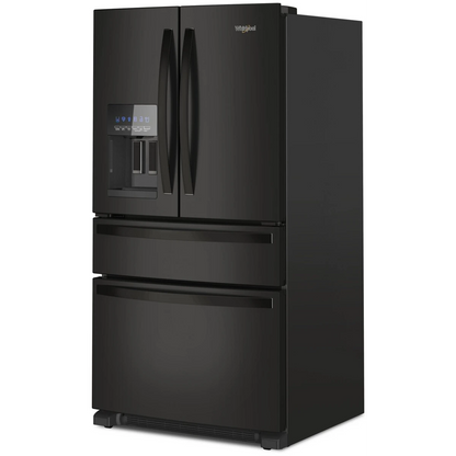 Whirlpool WRMF3636RB 36 Inch Freestanding 4-Door French Door Refrigerator with 24.5 Cu. Ft. Capacity. External Ice/Water Dispenser, Icemaker, and ENERGY STAR®: Black