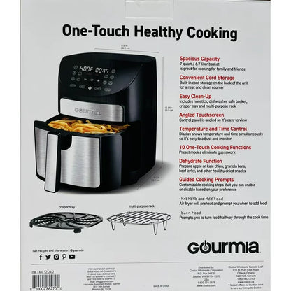 Gourmia GAF798 7 Quart Digital Air Fryer 10 One-Touch Cooking Functions