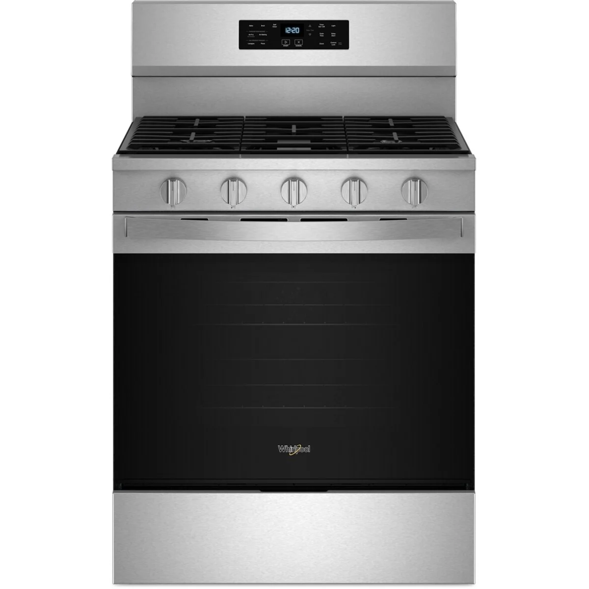 Whirlpool WFGS5030RS 30 Inch Freestanding Gas Range with 5 Sealed Burners, 5.0 cu. ft. Convection Oven, No Preheat Air Fry, and Self Clean: Stainless Steel