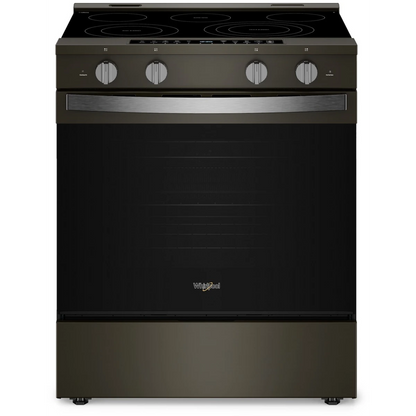 Whirlpool WSES7530RV 30 Inch Slide-In Electric Smart Range, ADA Compliant, and Star K: Black-on-Stainless