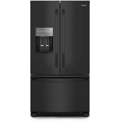 Whirlpool WRFF3436RB 36 Inch Freestanding French Door Refrigerator with 24.7 Cu. Ft. Capacity, 5 Glass Shelves, Gallon Door Bins, Deli Drawer, External Ice/Water Dispenser, Auto Icemaker, and ENERGY STAR®: Black