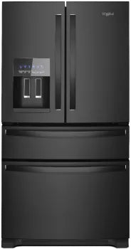 Whirlpool WRMF3636RB 36 Inch Freestanding 4-Door French Door Refrigerator with 24.5 Cu. Ft. Capacity. External Ice/Water Dispenser, Icemaker, and ENERGY STAR®: Black