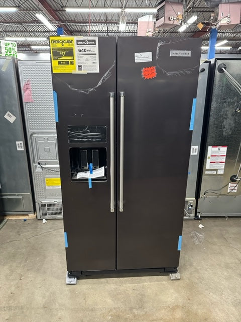 KitchenAid 24.8 cu. ft. Side by Side Refrigerator in Black Stainless Steel with PrintShield Finish (KRSF705HBS)