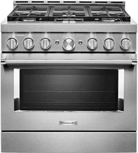 KitchenAid® 36'' Smart Commercial-Style Gas Range with 6 Burners KFGC506JSS