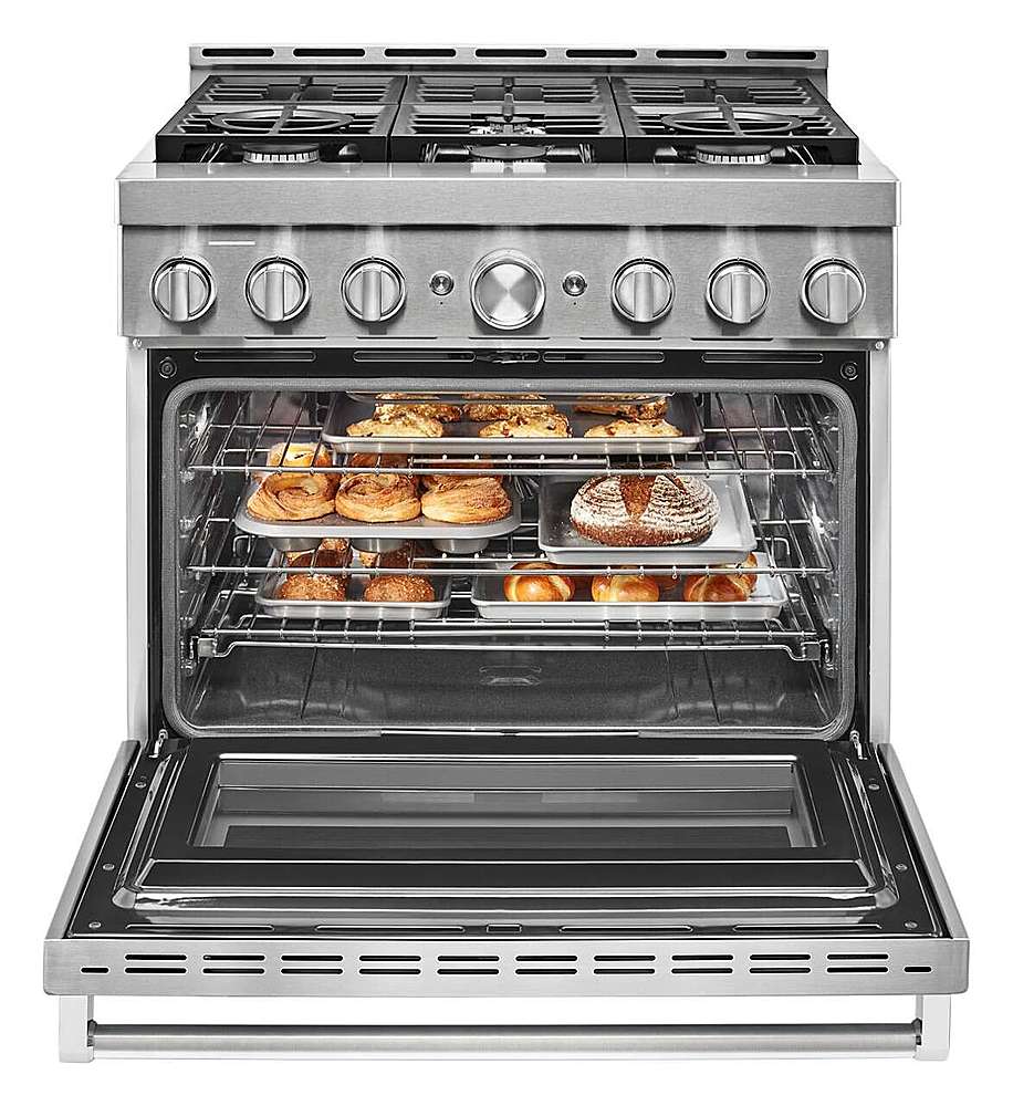 KitchenAid® 36'' Smart Commercial-Style Gas Range with 6 Burners KFGC506JSS