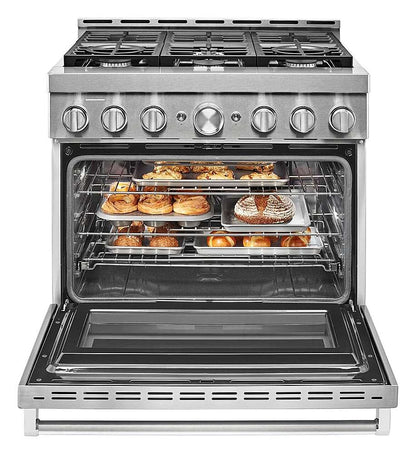KitchenAid® 36'' Smart Commercial-Style Gas Range with 6 Burners KFGC506JSS