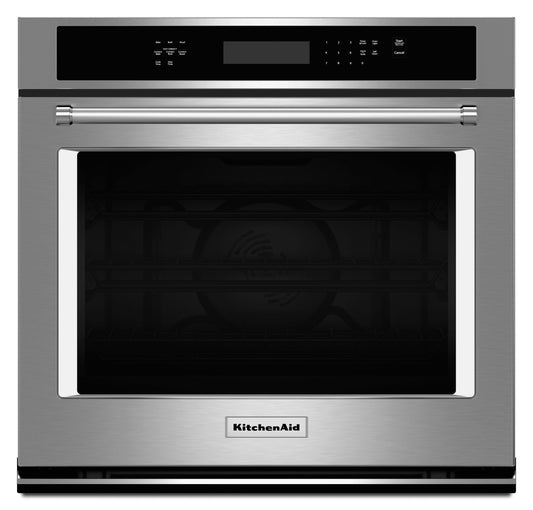 KitchenAid KOSE500ESS 30 Inch Single Convection Electric Wall Oven with 5 cu. ft. Capacity, ADA Compliant: Stainless Steel