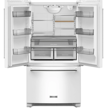 KitchenAid KRFC136RWH 36 Inch Freestanding Counter-Depth French Door Refrigerator with 20 Cu. Ft. Total Capacity. ENERGY STAR® Certified: White