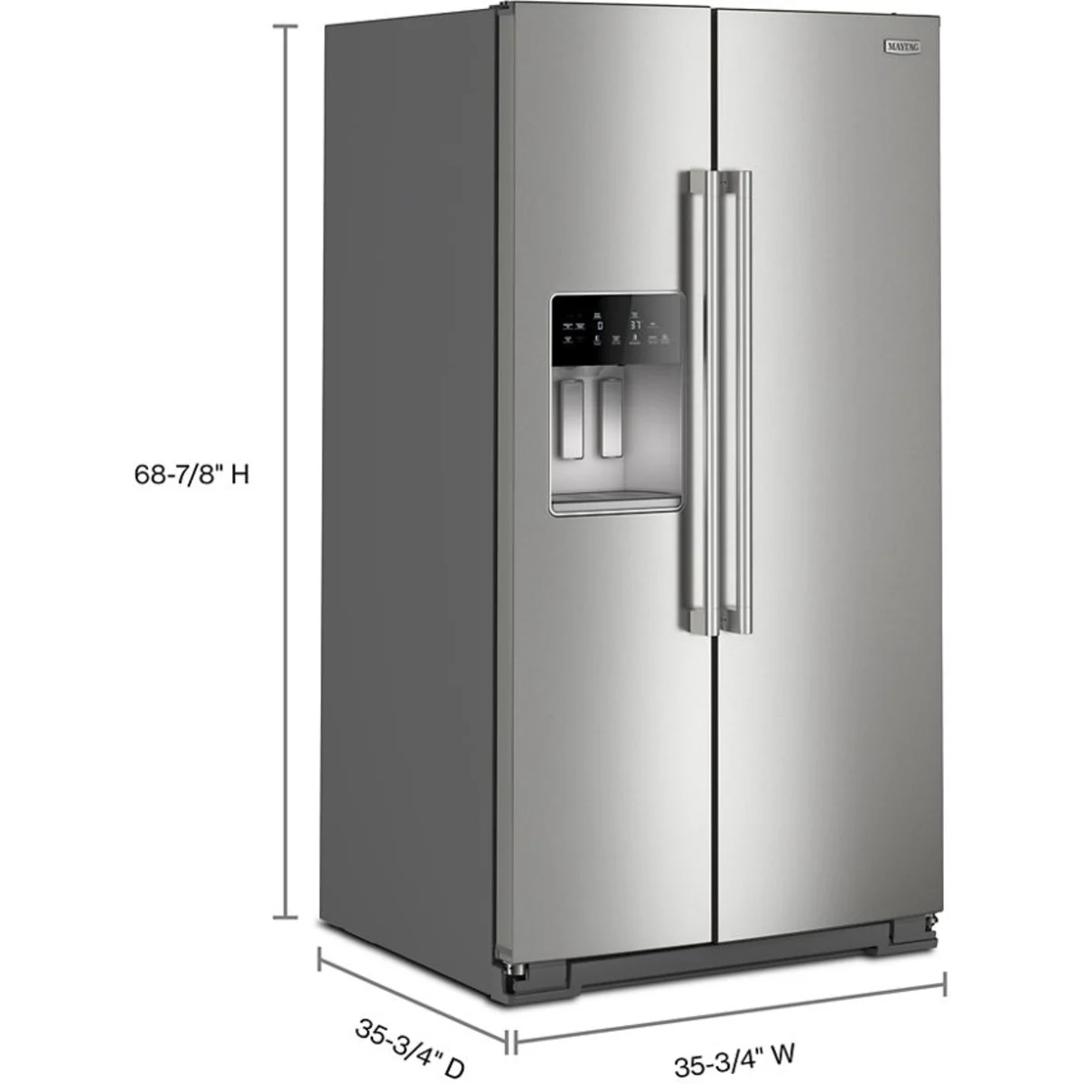 Maytag MRSF6636RZ 36 Inch Freestanding Side-by-Side Refrigerator with 28.3 Cu. Ft. Capacity, Icemaker, External Ice/Water Dispenser, and ADA Compliant