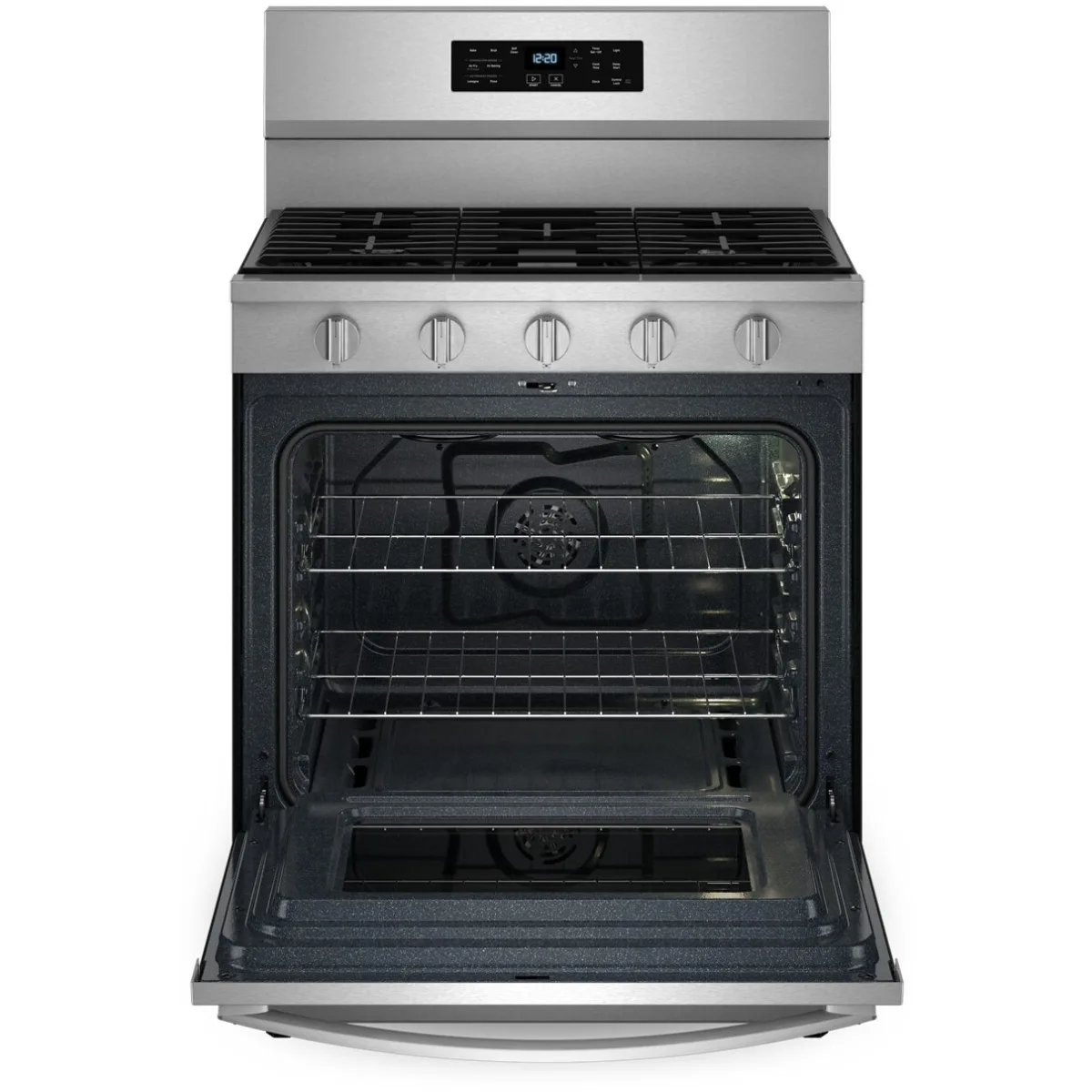 Whirlpool WFGS5030RS 30 Inch Freestanding Gas Range with 5 Sealed Burners, 5.0 cu. ft. Convection Oven, No Preheat Air Fry, and Self Clean: Stainless Steel