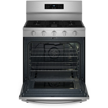 Whirlpool WFGS5030RS 30 Inch Freestanding Gas Range with 5 Sealed Burners, 5.0 cu. ft. Convection Oven, No Preheat Air Fry, and Self Clean: Stainless Steel