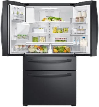 Samsung 23 cu. ft. Counter Depth 4-Door French Door Refrigerator with FlexZone™ Drawer in Black Stainless Steel (RF24R7201SG)