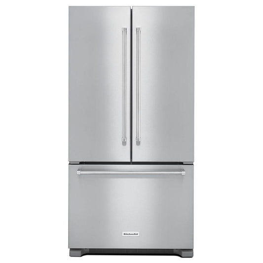 KitchenAid 22 cu. ft. 36-Inch Width Counter Depth French Door Refrigerator with Interior Dispenser - Stainless Steel - KRFC302ESS discounted at appliance wholesalers