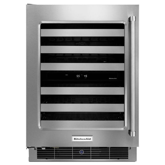 KitchenAid 46-Bottle Dual Zone Undercounter Wine Cooler - 23.7" - Stainless Steel - KUWL304ESS