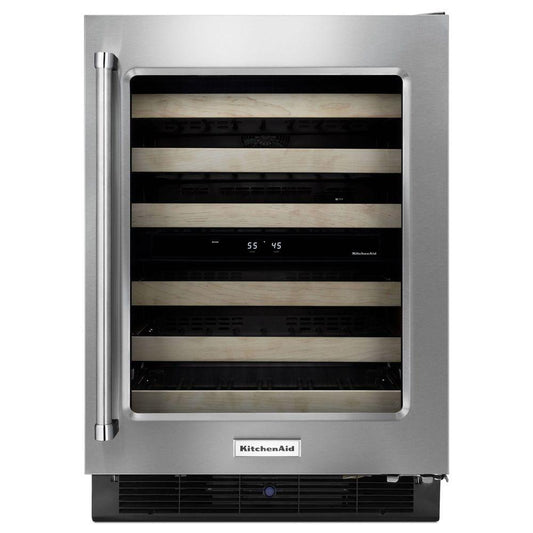 KitchenAid 46-Bottle Built-In Dual Zone Wine Cellar - Stainless - KUWR204ESB