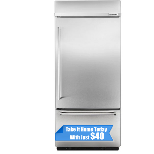 KitchenAid KBBR306ESS 20.9 Cu. Ft. 36" Width Built-In Stainless Bottom Mount Refrigerator with Platinum Interior Design