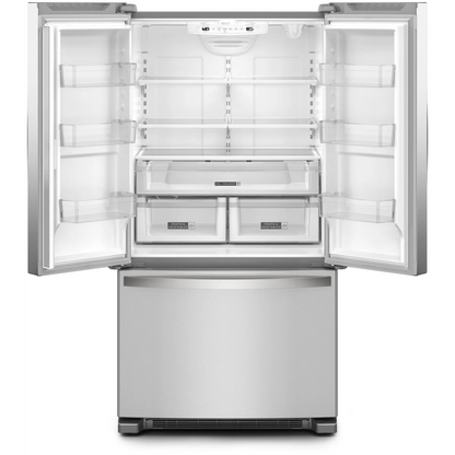 Whirlpool WRFF3036RZ 36 Inch Freestanding French Door Refrigerator with 25 Cu. Ft. Capacity, 4 Adjustable Shelves, Gallon Door Bins, Deli Drawer, Icemaker, and ENERGY STAR®: Fingerprint Resistant Stainless Steel