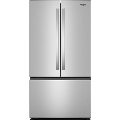 Whirlpool WRFF3336SZ 36 Inch Freestanding French Door Refrigerator with 31 cu. ft. Capacity, internal Water Dispenser, Ice Maker, ADA Compliant, and ENERGY STAR®: Stainless Steel